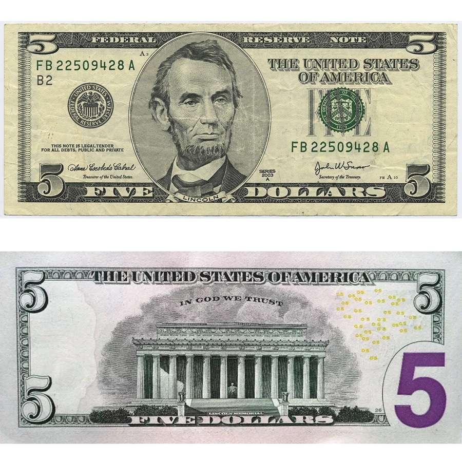 5 Dollar Five Dollar Note